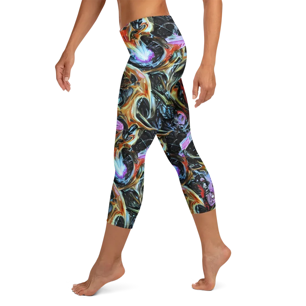 Galactic Spill on Capri Leggings — Left
