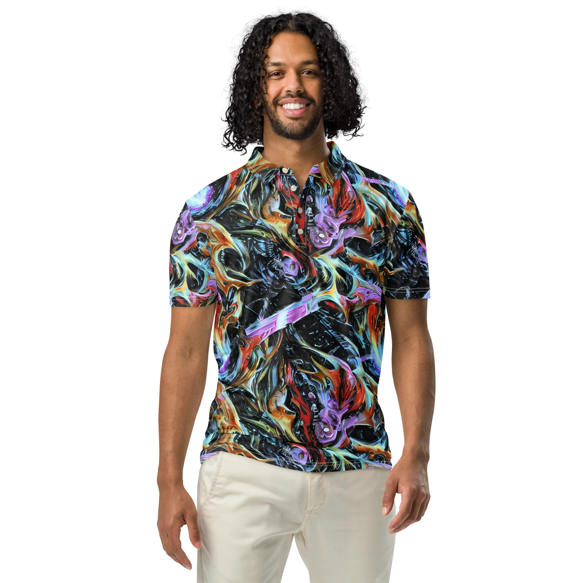 Galactic Spill on Men's Slim Fit Polo Shirt — Front