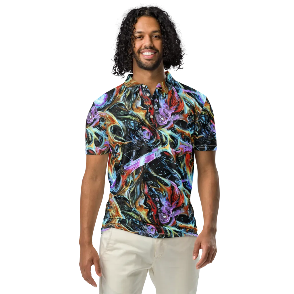Galactic Spill on Men's Slim Fit Polo Shirt — Front