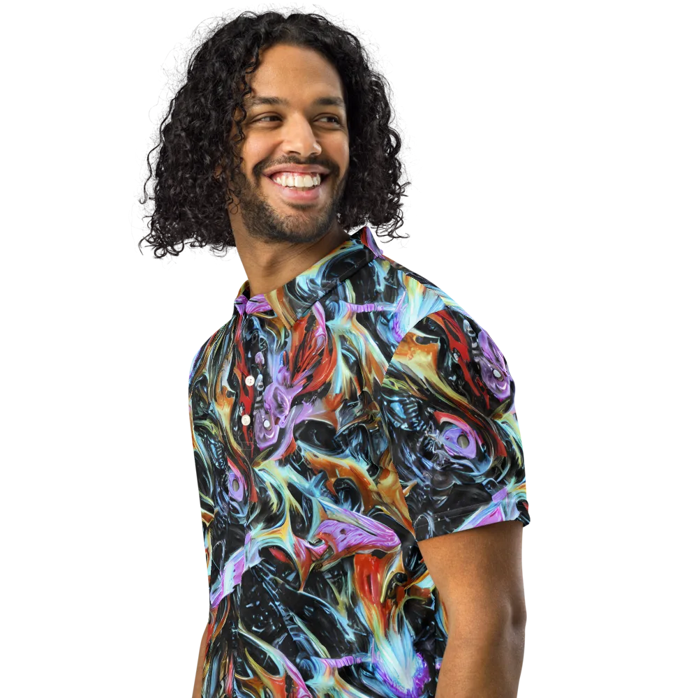 Galactic Spill on Men's Slim Fit Polo Shirt — Left Front
