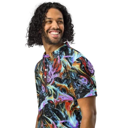Galactic Spill on a Men's Slim Fit Polo Shirt
