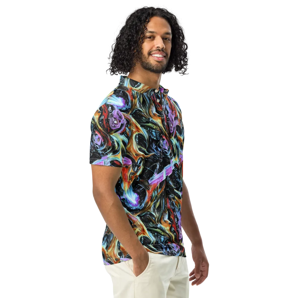 Galactic Spill on Men's Slim Fit Polo Shirt — Right Front