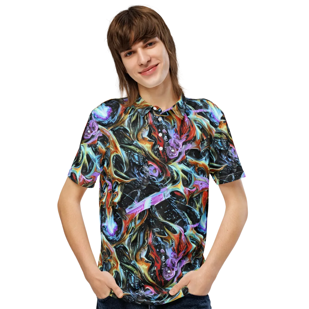 Galactic Spill on Men's Slim Fit Polo Shirt — Front