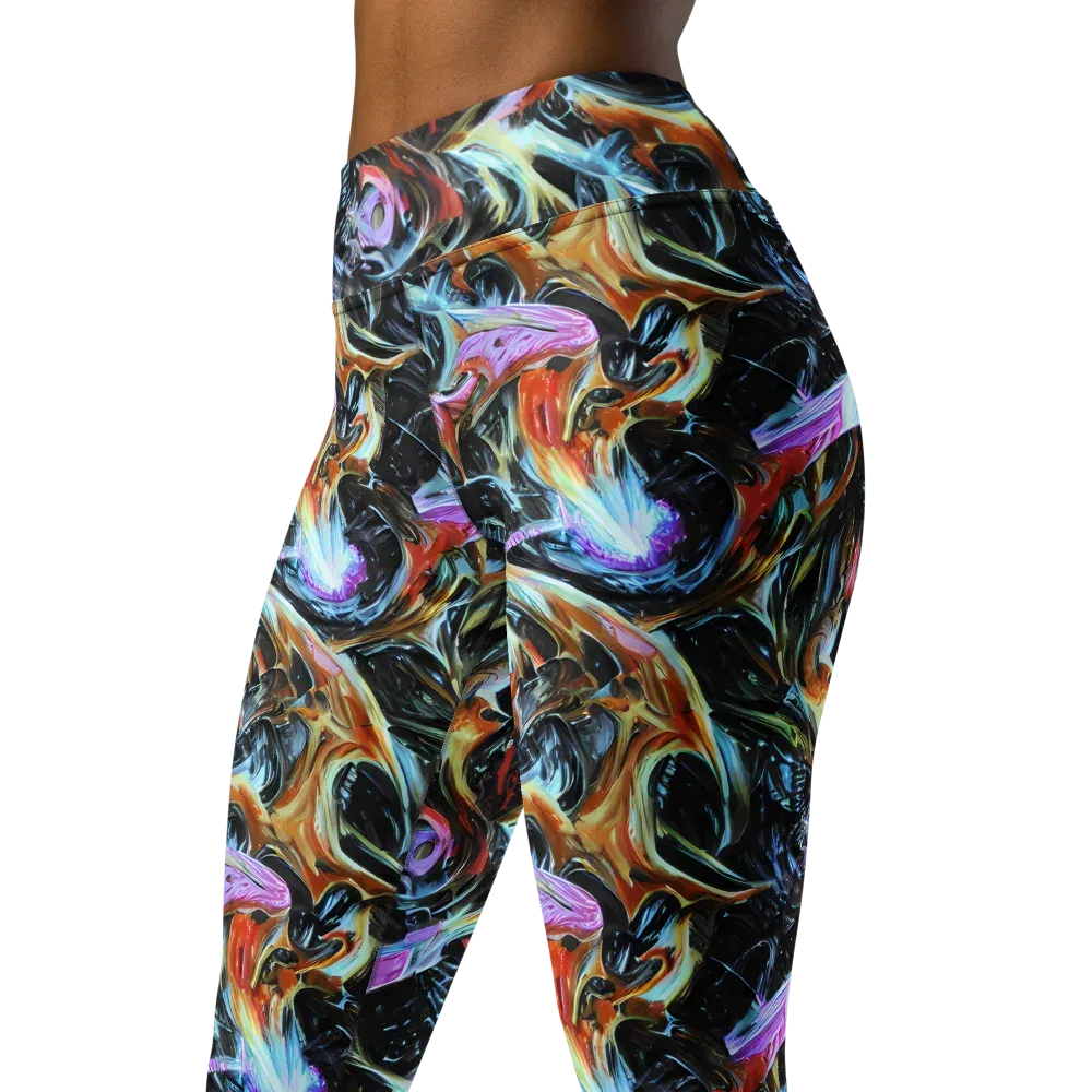 Galactic Spill on Yoga Leggings — Left Front