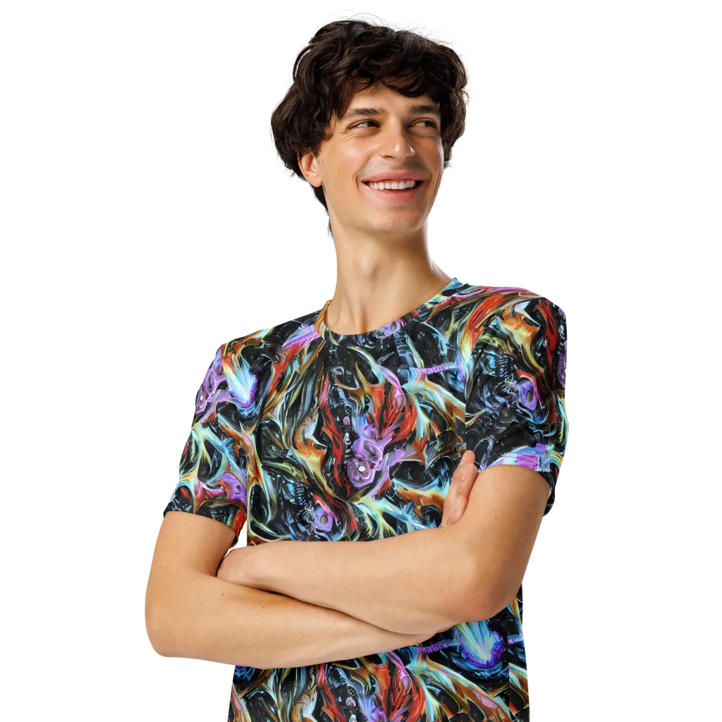 Galactic Spill on Men's Crew Neck T-Shirt — Left Front
