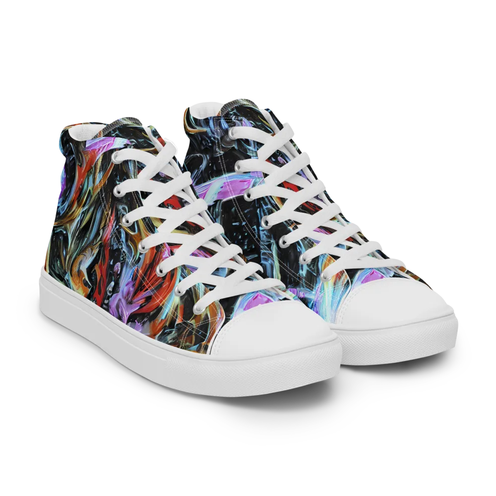 Galactic Spill on Men's High Top Canvas Shoes — Right Front