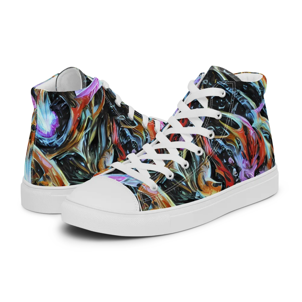 Galactic Spill on Men's High Top Canvas Shoes — Left