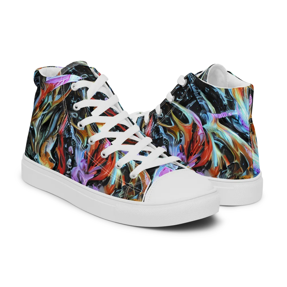 Galactic Spill on Men's High Top Canvas Shoes — Right