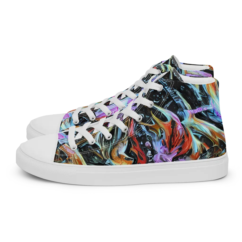Galactic Spill on Women's High Top Canvas Shoes — Left
