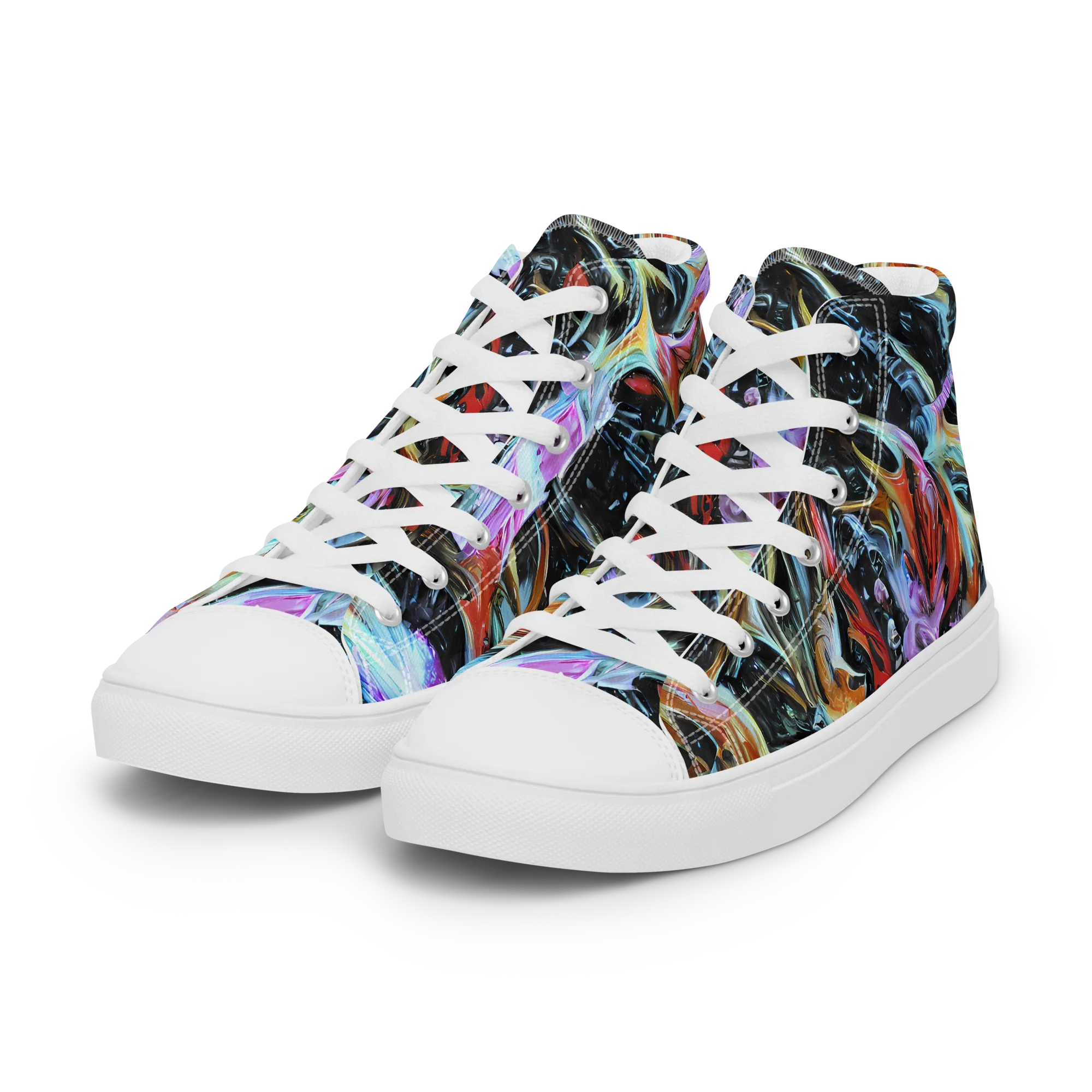 Galactic Spill on Women's High Top Canvas Shoes — Left Front