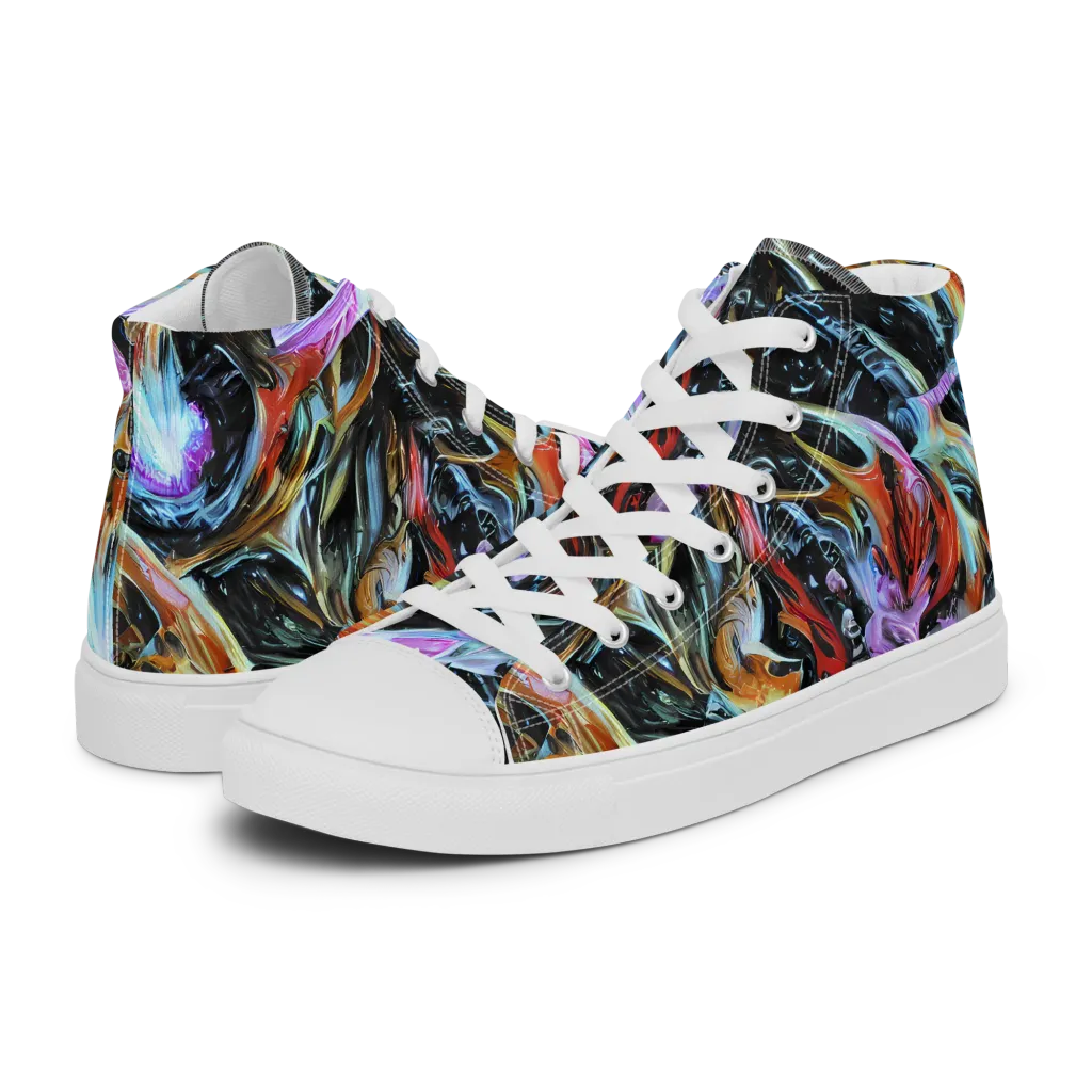 Galactic Spill on Women's High Top Canvas Shoes — Left