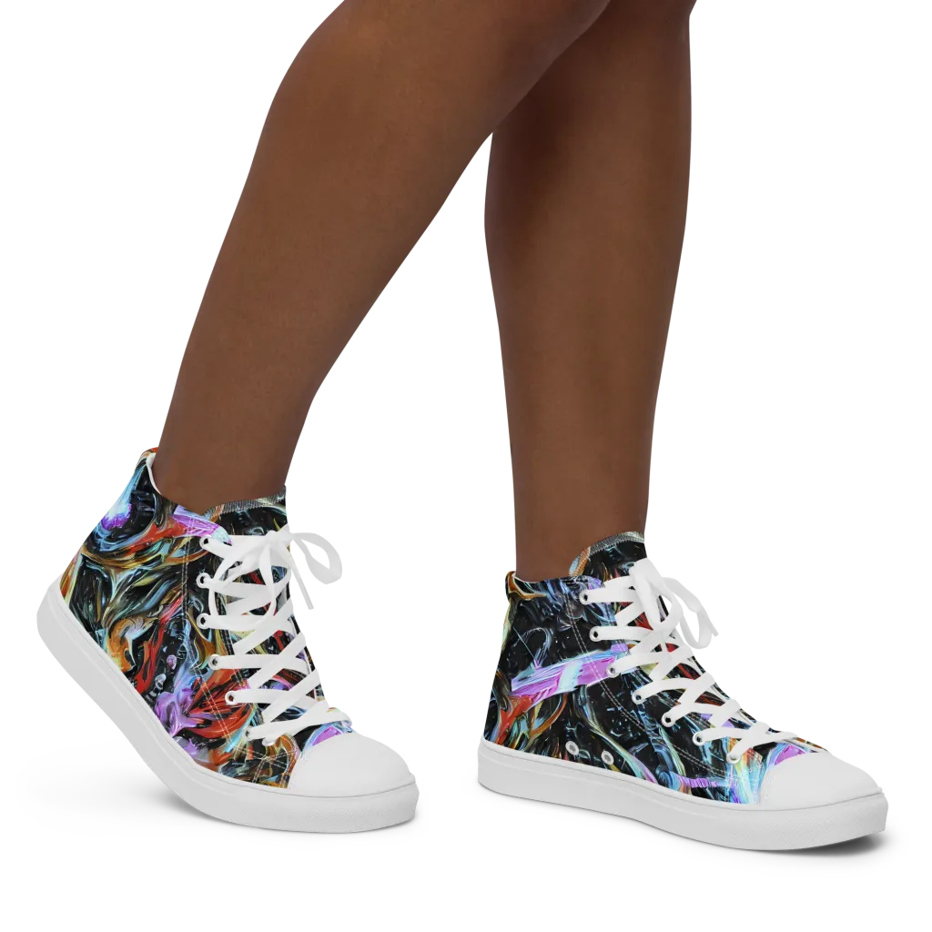 Galactic Spill on Women's High Top Canvas Shoes — Right