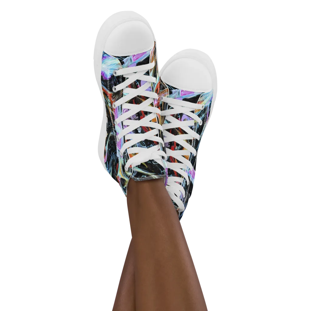 Galactic Spill on Women's High Top Canvas Shoes — Front