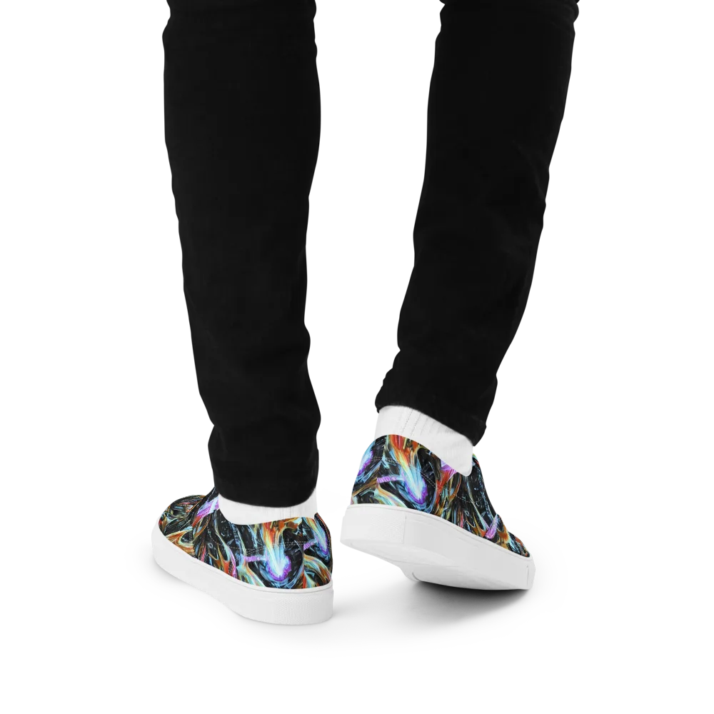 Galactic Spill on Men's Lace-Up Canvas Shoes — Back