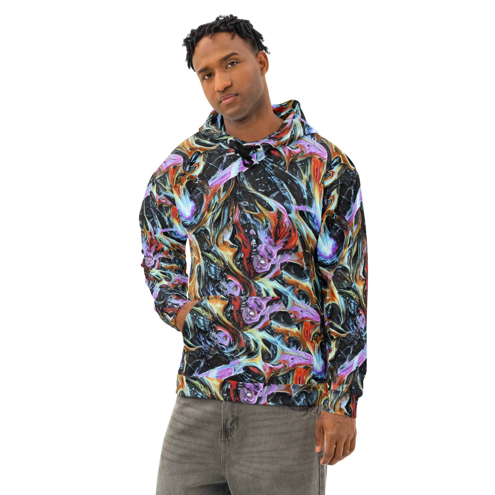 Galactic Spill on Cotton Hoodie — Left Front