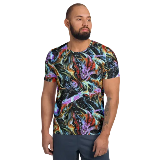 Galactic Spill on a Men's Athletic T-Shirt