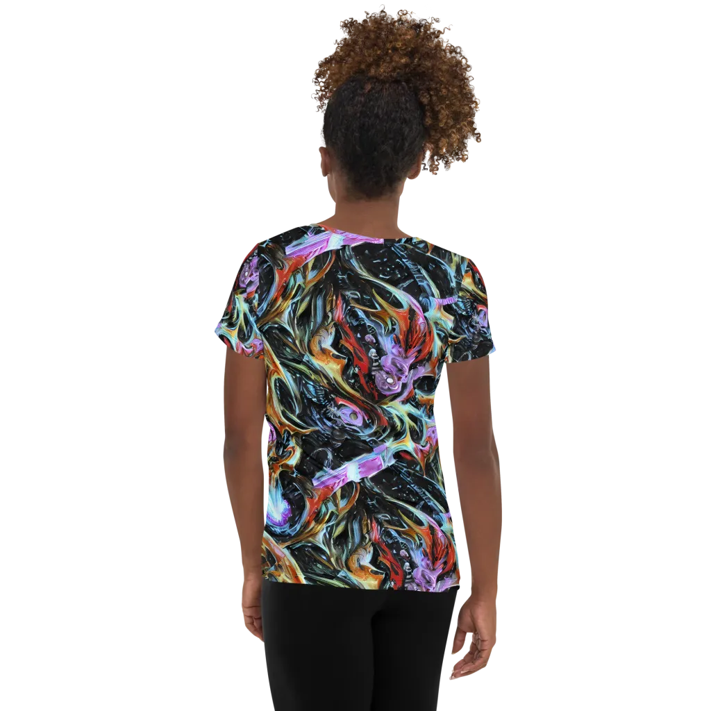 Galactic Spill on Women's Athletic T-Shirt — Back