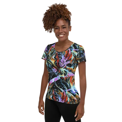Galactic Spill on a Women's Athletic T-Shirt