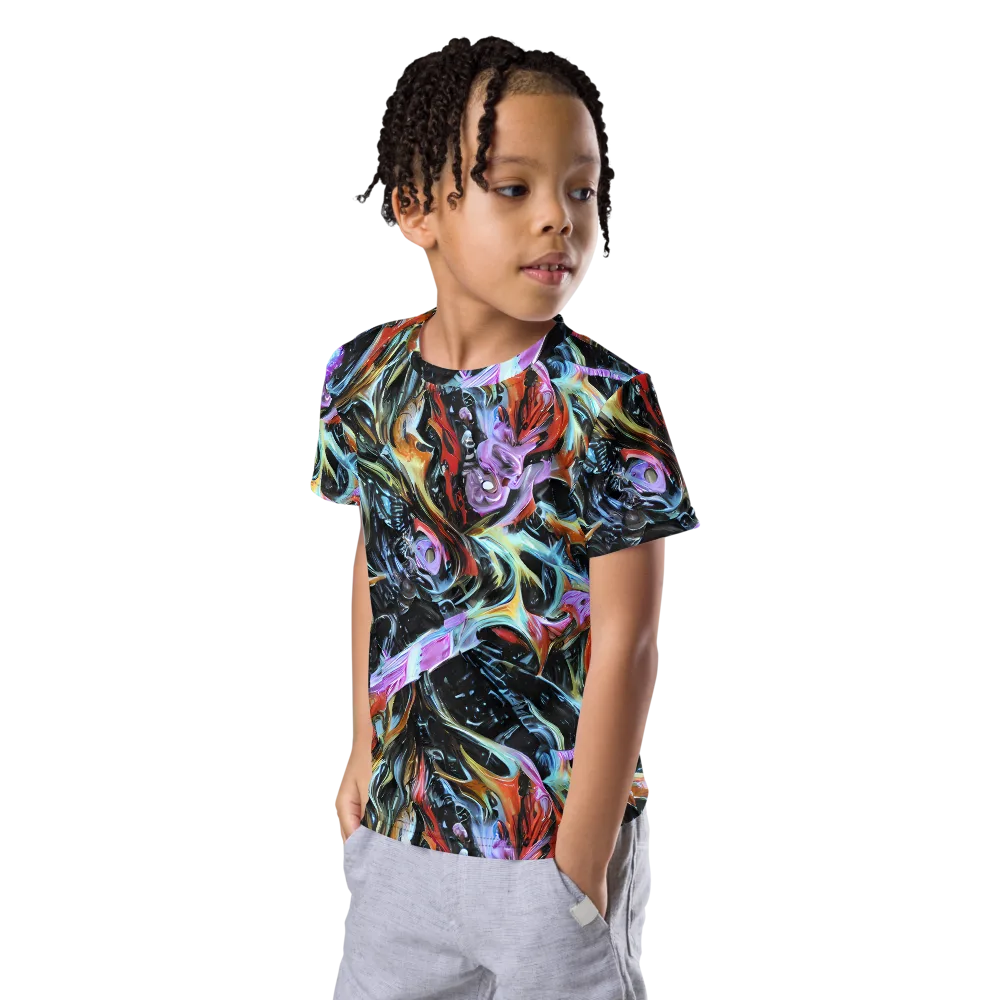 Galactic Spill on Kids Crew Neck T-Shirt — Left Front