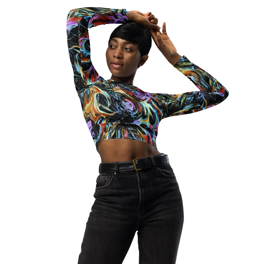 Galactic Spill on Long Sleeve Crop Top — Front
