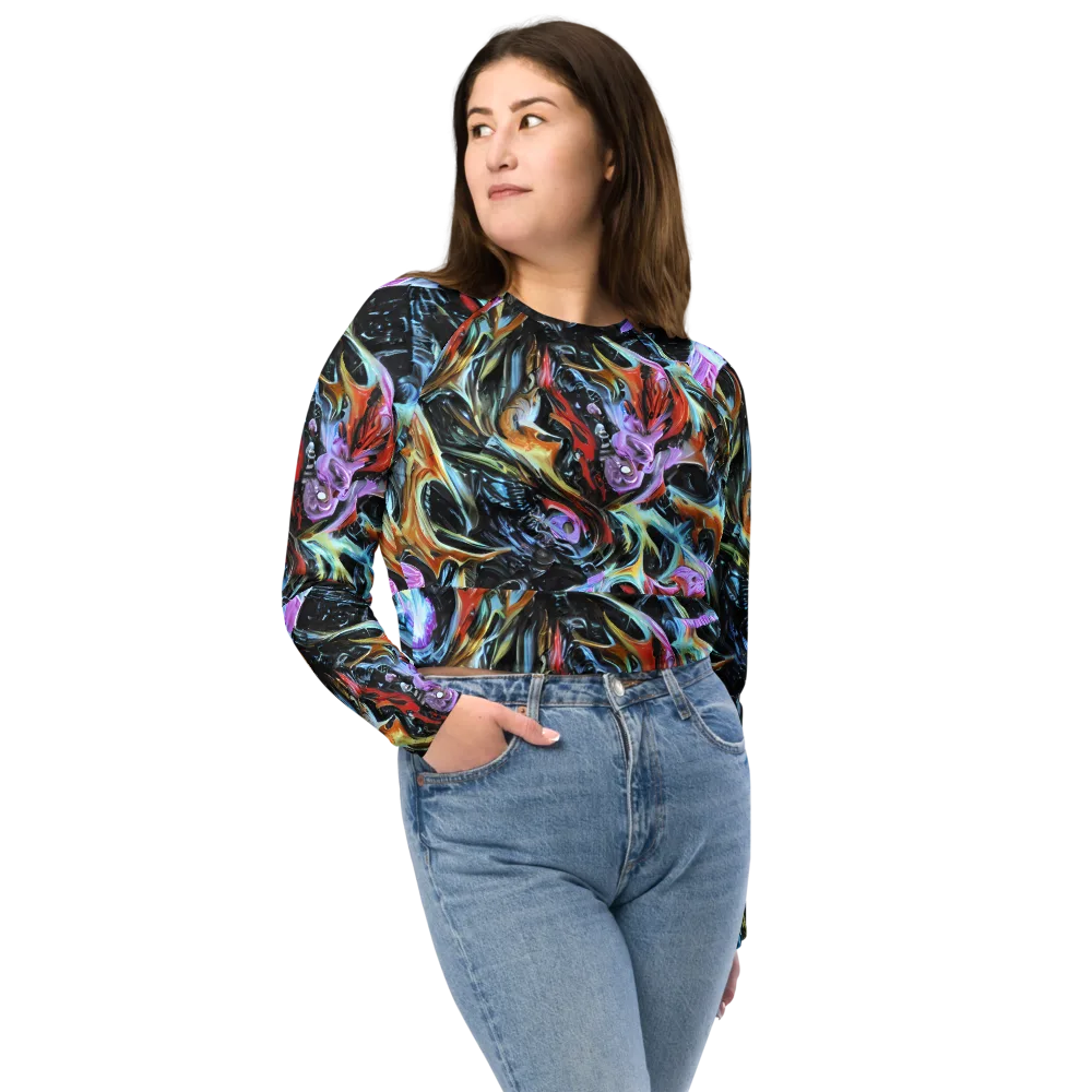 Galactic Spill on Long Sleeve Crop Top — Front