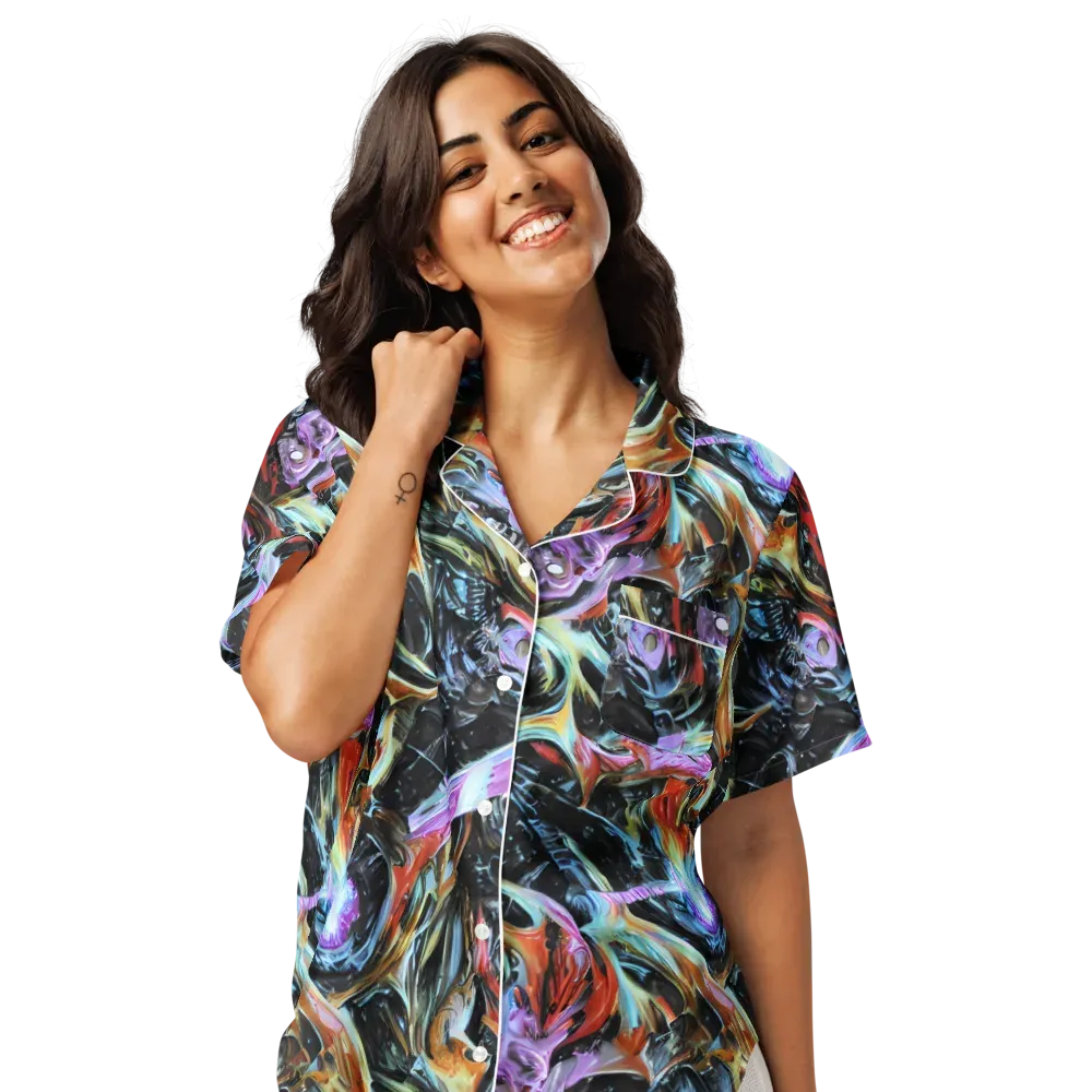 Galactic Spill on Women's Short Sleeve Pajama Top — Front