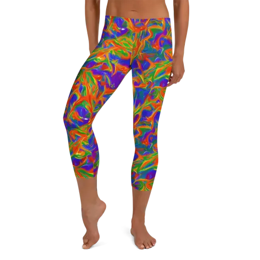 Blue Ember Ribbons on a Capri Leggings