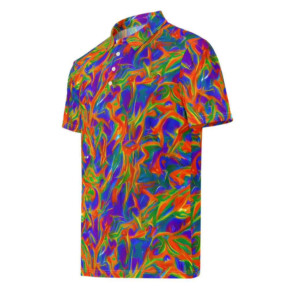 Blue Ember Ribbons on Men's Slim Fit Polo Shirt — Left Front