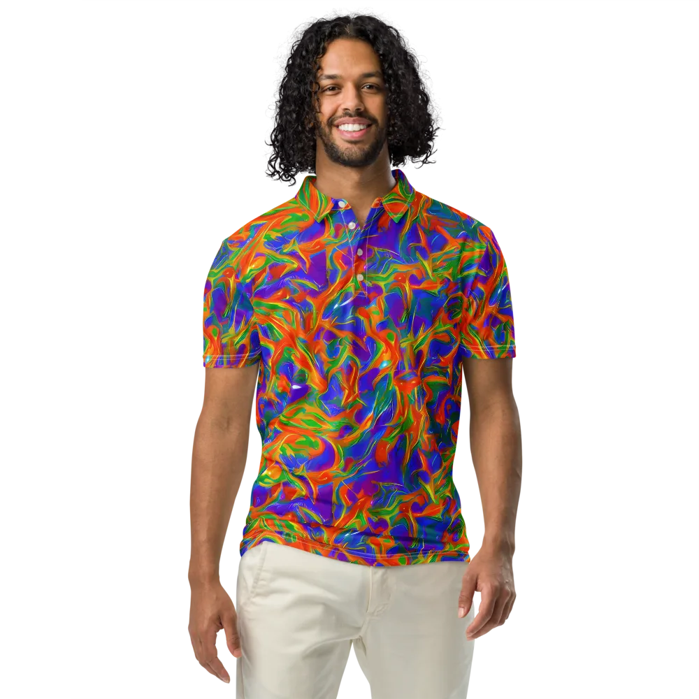 Blue Ember Ribbons on Men's Slim Fit Polo Shirt — Front