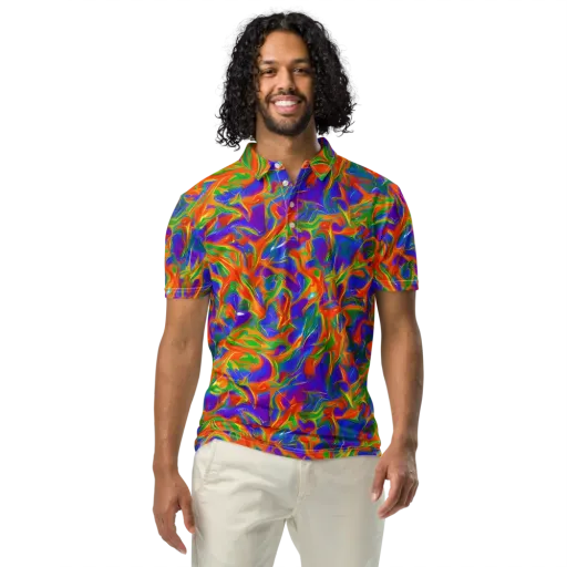 Blue Ember Ribbons on a Men's Slim Fit Polo Shirt