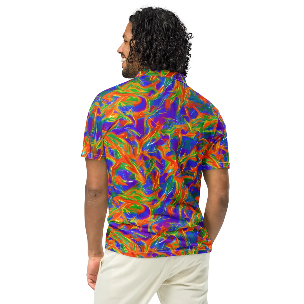 Blue Ember Ribbons on Men's Slim Fit Polo Shirt — Back