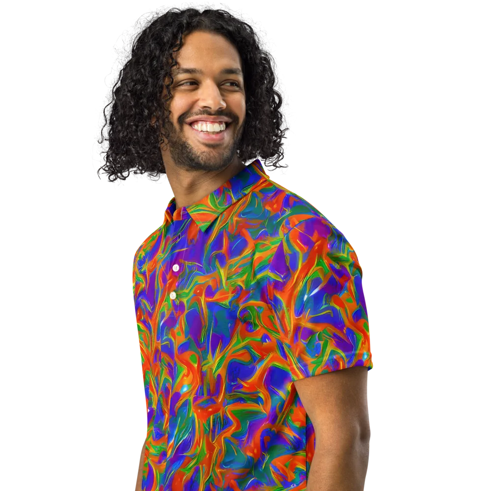 Blue Ember Ribbons on Men's Slim Fit Polo Shirt — Left Front