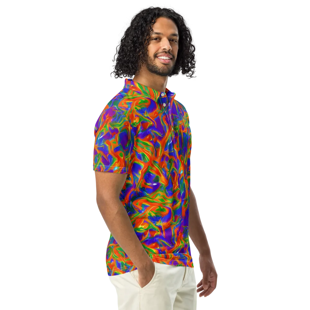Blue Ember Ribbons on Men's Slim Fit Polo Shirt — Right Front