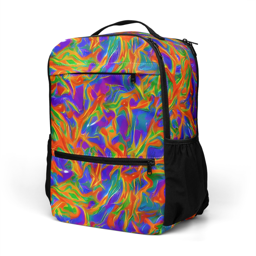 Blue Ember Ribbons on Utility Backpack — Left Front