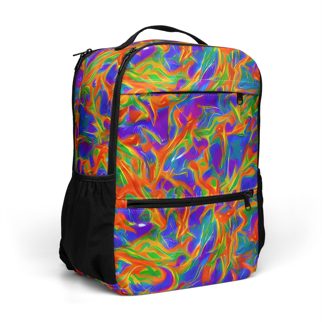 Blue Ember Ribbons on Utility Backpack — Right Front