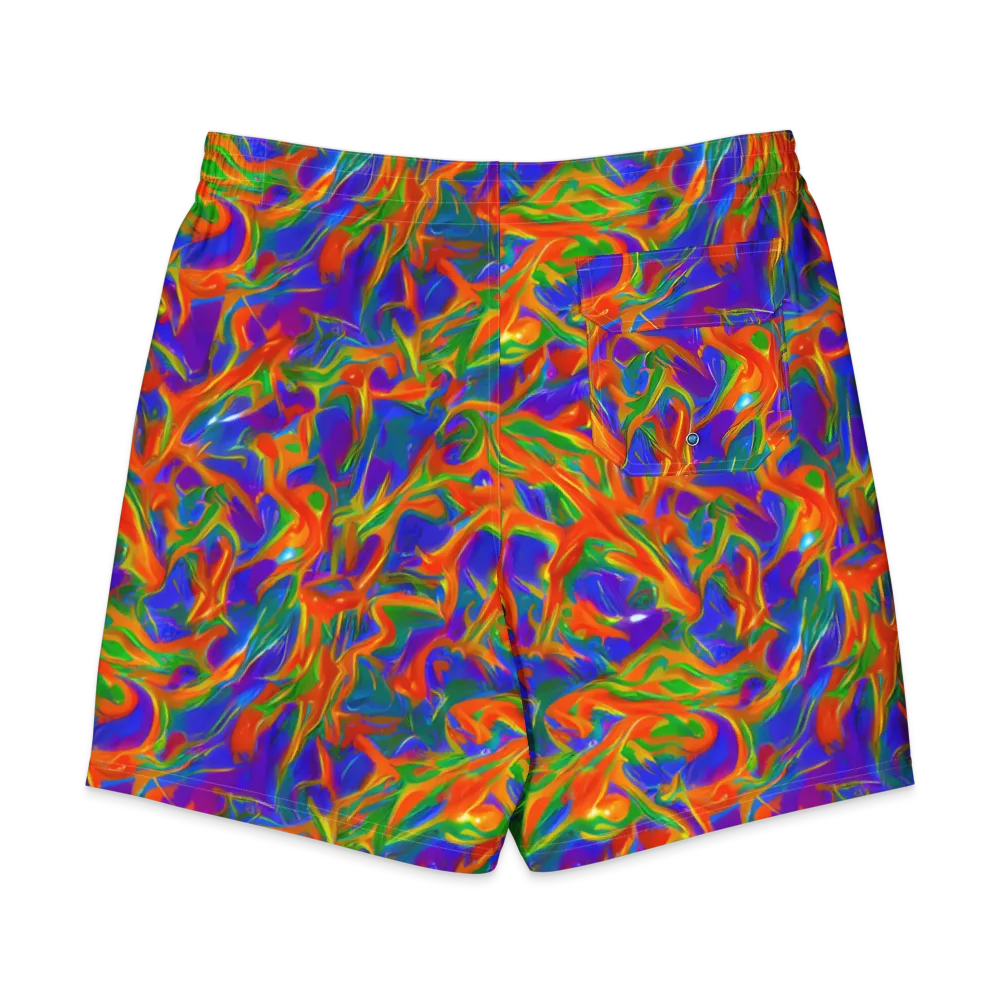 Blue Ember Ribbons on Men's Board Shorts — Back