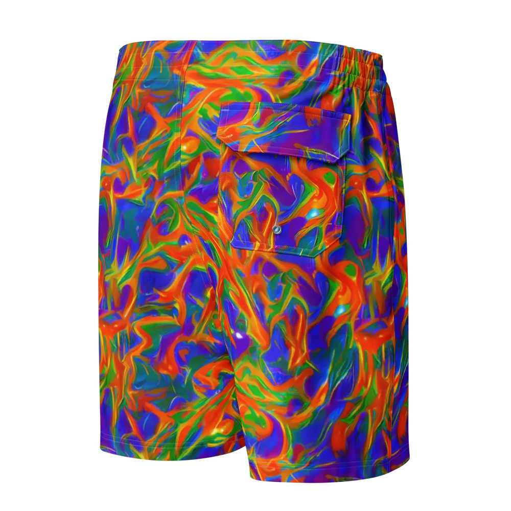 Blue Ember Ribbons on Men's Board Shorts — Back