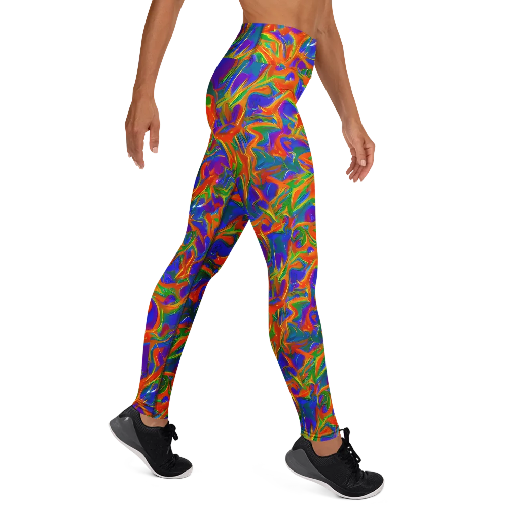 Blue Ember Ribbons on Yoga Leggings — Right