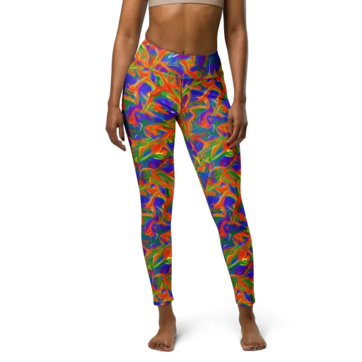 Blue Ember Ribbons on a Yoga Leggings