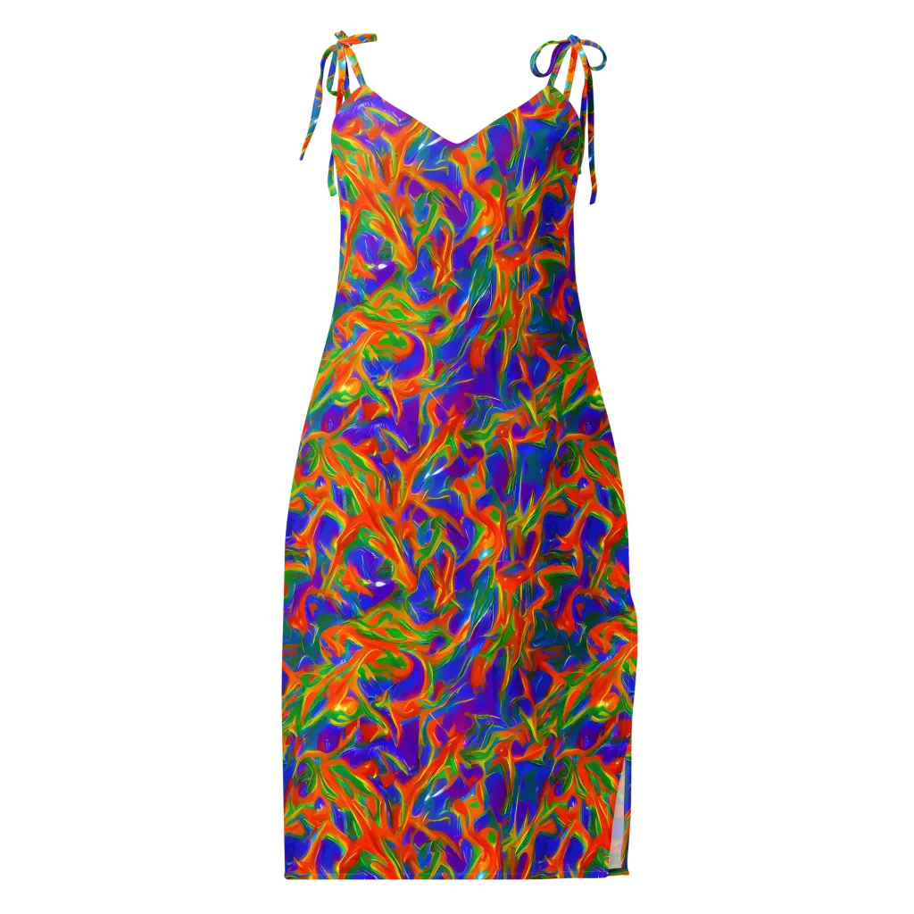 Blue Ember Ribbons on Slip Dress — Front