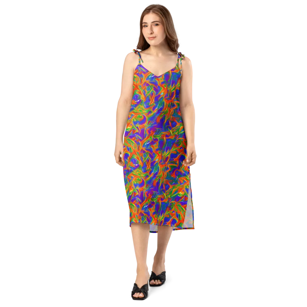Blue Ember Ribbons on Slip Dress — Front