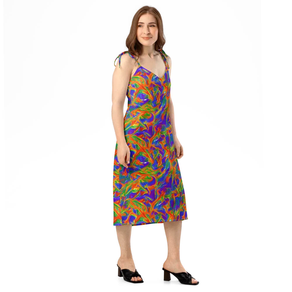 Blue Ember Ribbons on Slip Dress — Right Front