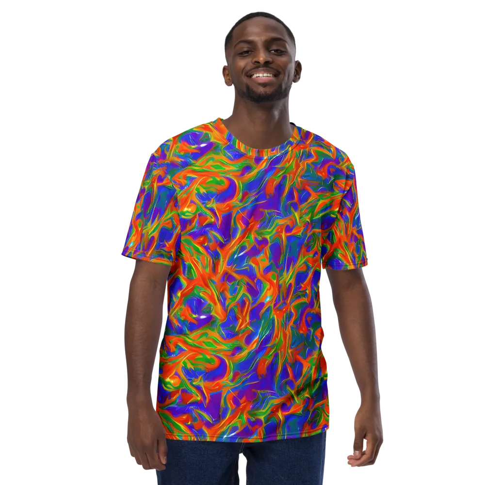 Blue Ember Ribbons on Men's Crew Neck T-Shirt — Front