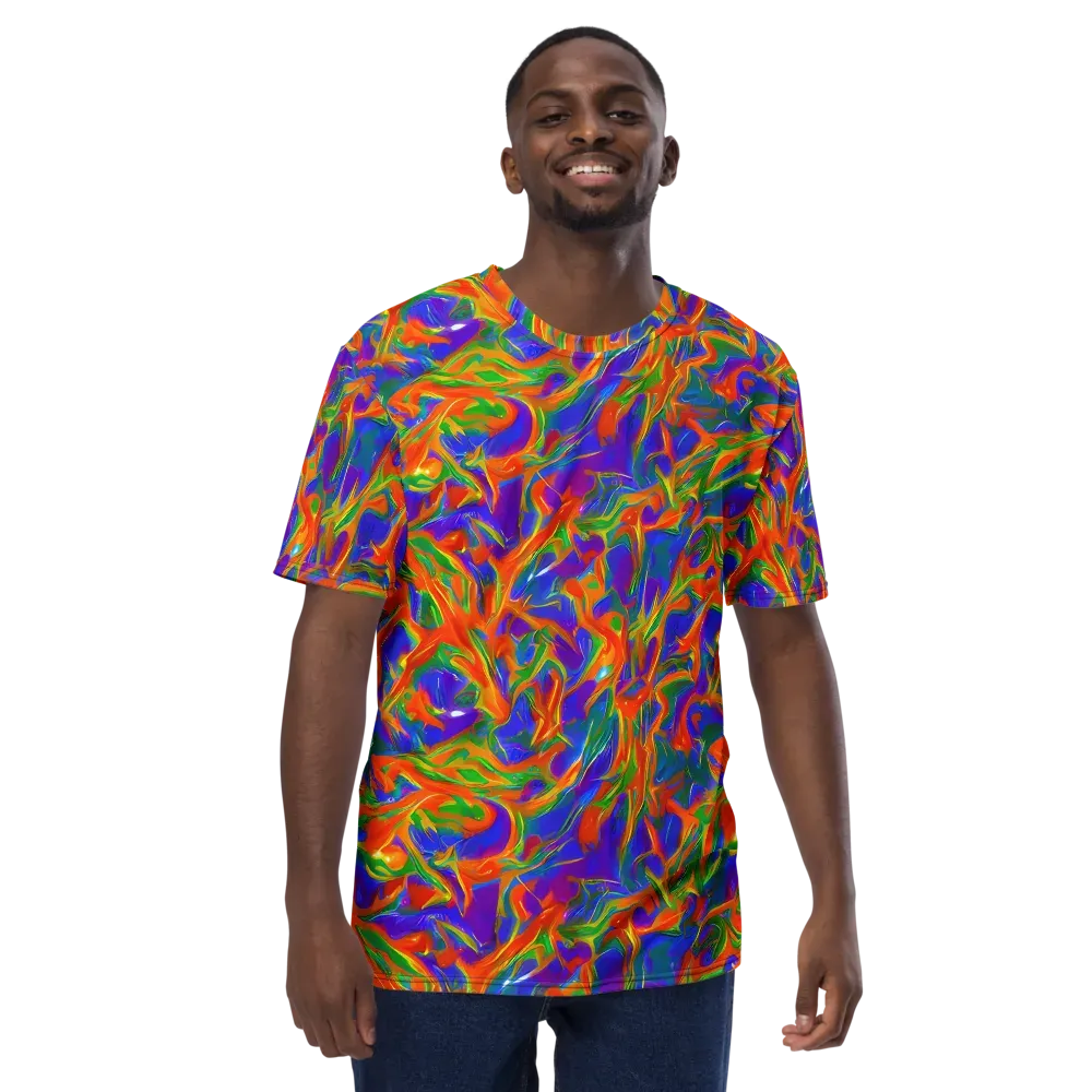 Blue Ember Ribbons on Men's Crew Neck T-Shirt — Front
