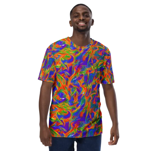 Blue Ember Ribbons on a Men's Crew Neck T-Shirt