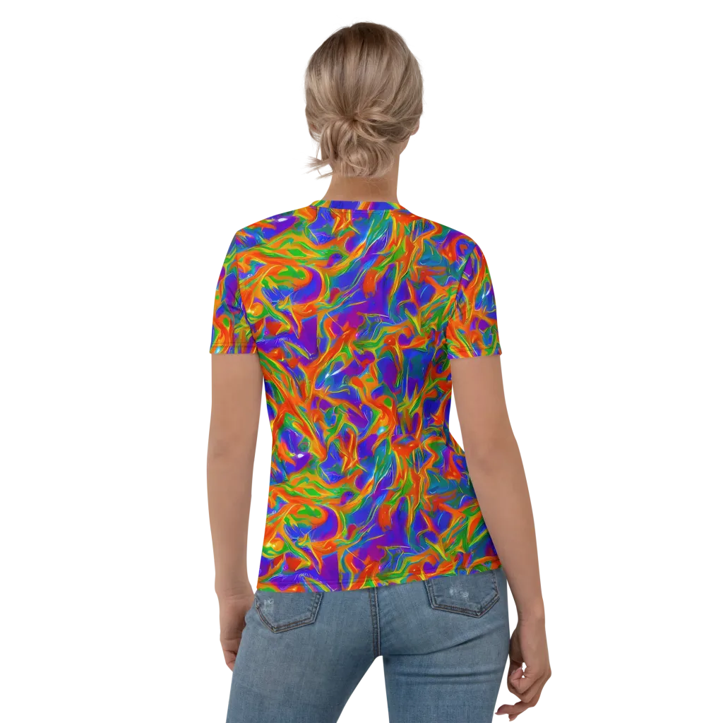 Blue Ember Ribbons on Women's Crew Neck T-Shirt — Back