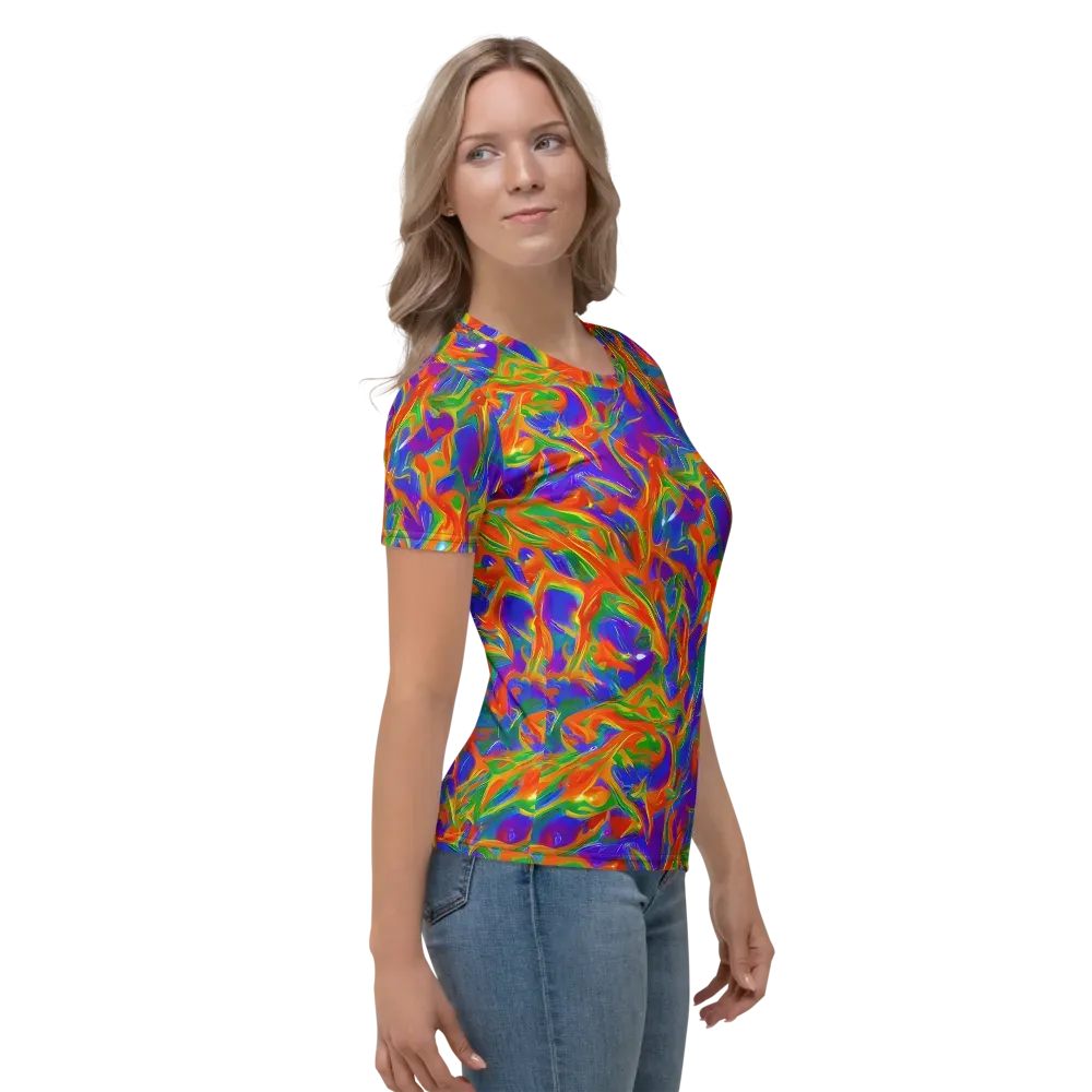Blue Ember Ribbons on Women's Crew Neck T-Shirt — Right