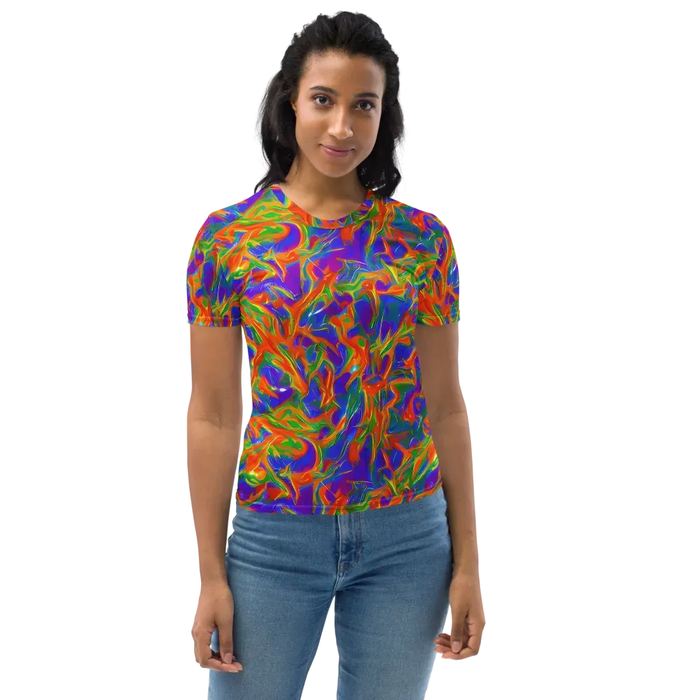 Blue Ember Ribbons on Women's Crew Neck T-Shirt — Front