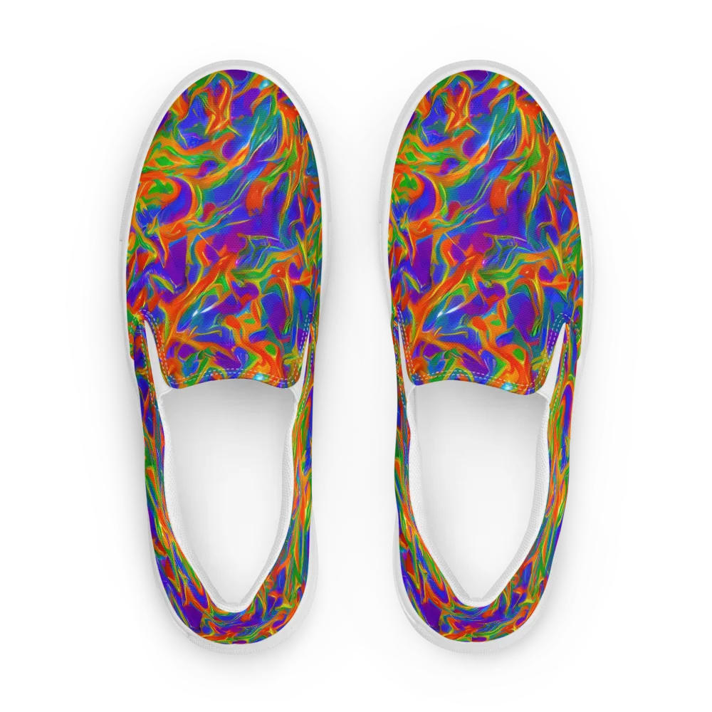Blue Ember Ribbons on Men's Slip-On Canvas Shoes — Front