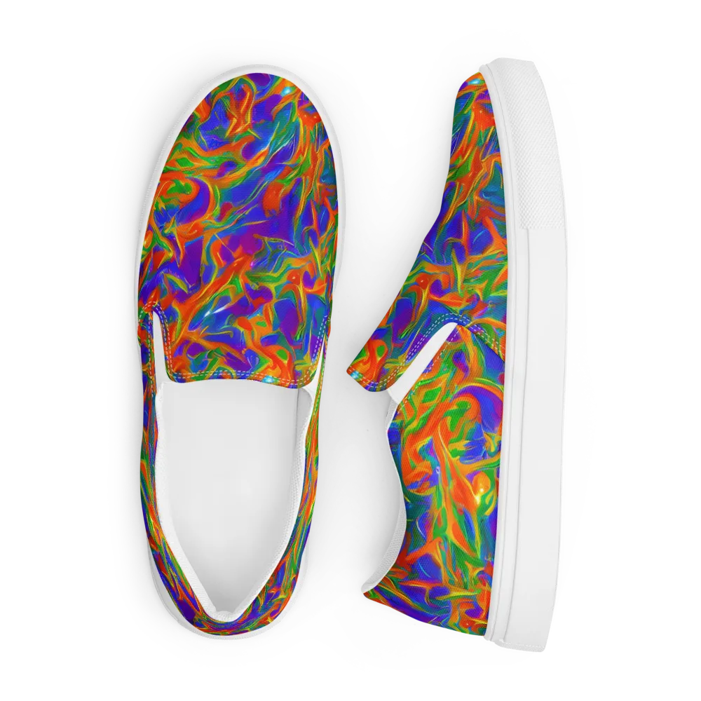 Blue Ember Ribbons on Men's Slip-On Canvas Shoes — Front